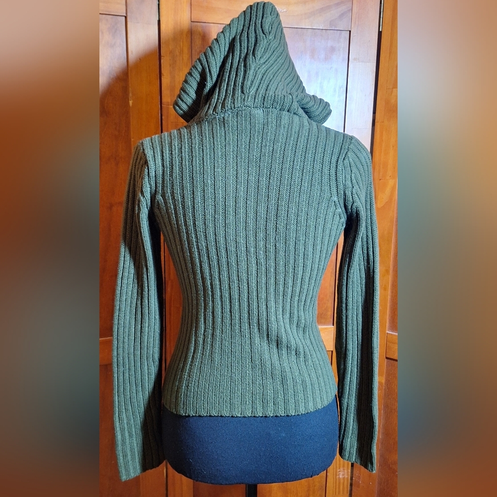 🐸DEB Ribbed Green Zip-Up Sweater - Picture 6 of 9